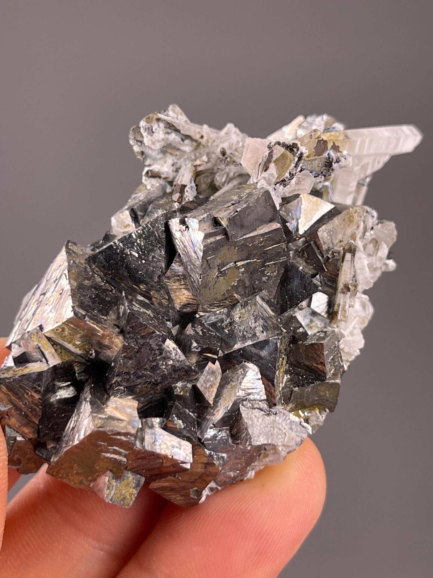 Arsenopyrite with metallic luster on quartz, Inner Mongolia