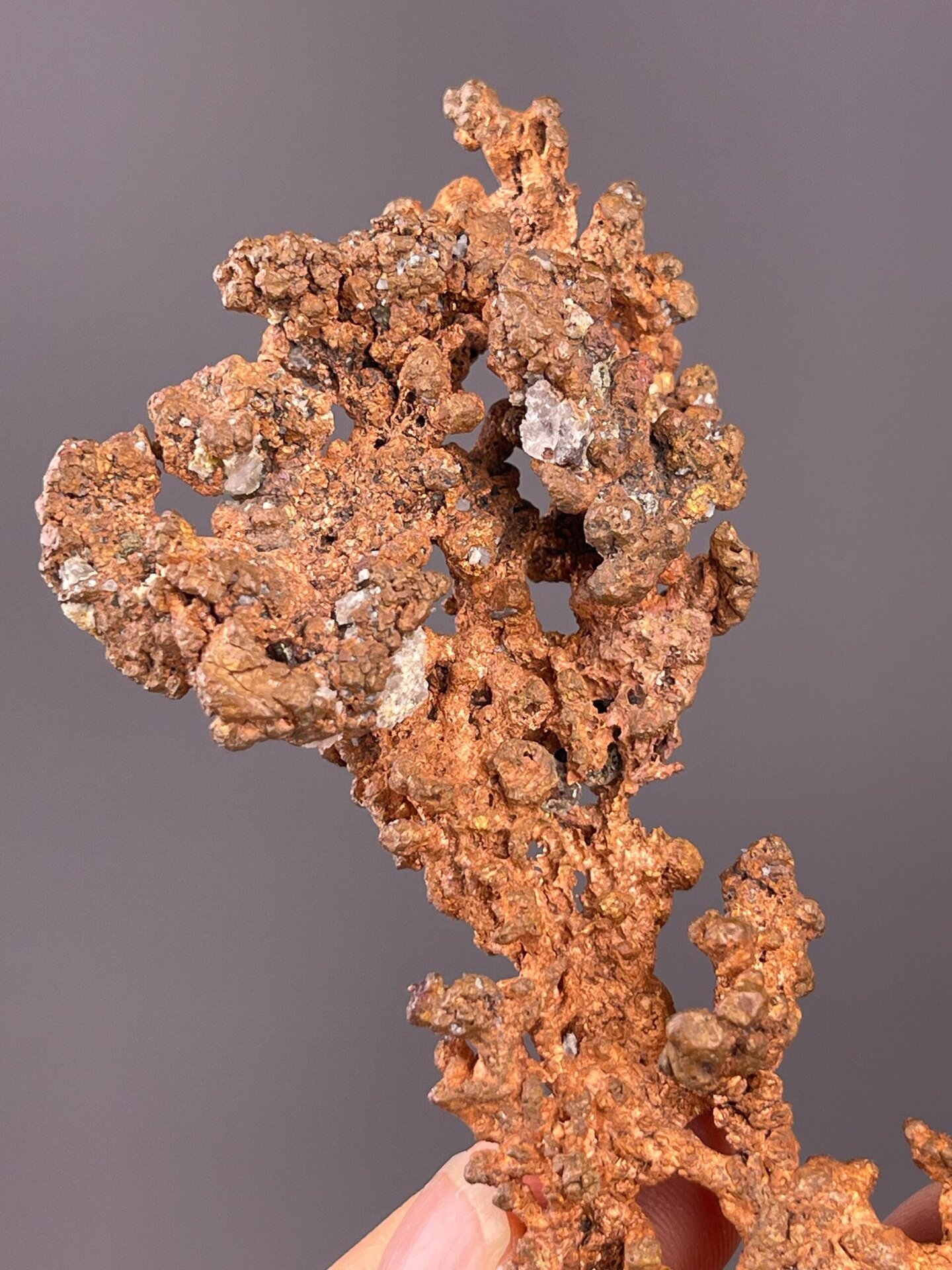 Native copper specimen measuring 4.2×0.6×3.2 inches