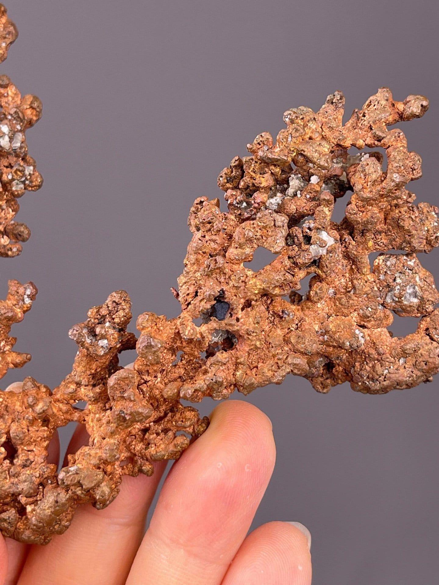 Natural copper element with arborescent dendritic crystal habit