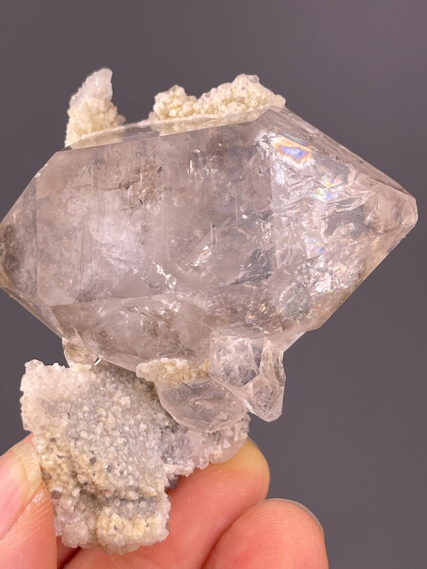 Elestial quartz with staircase layered crystal growth pattern