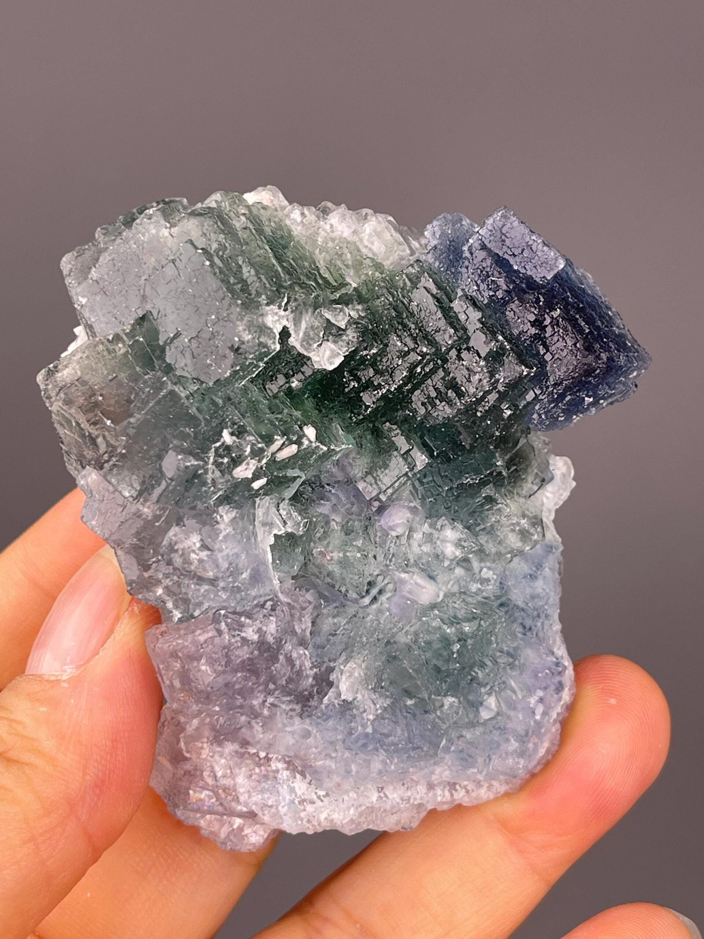 Blue and green fluorite cluster, 4.23 oz, vitreous luster