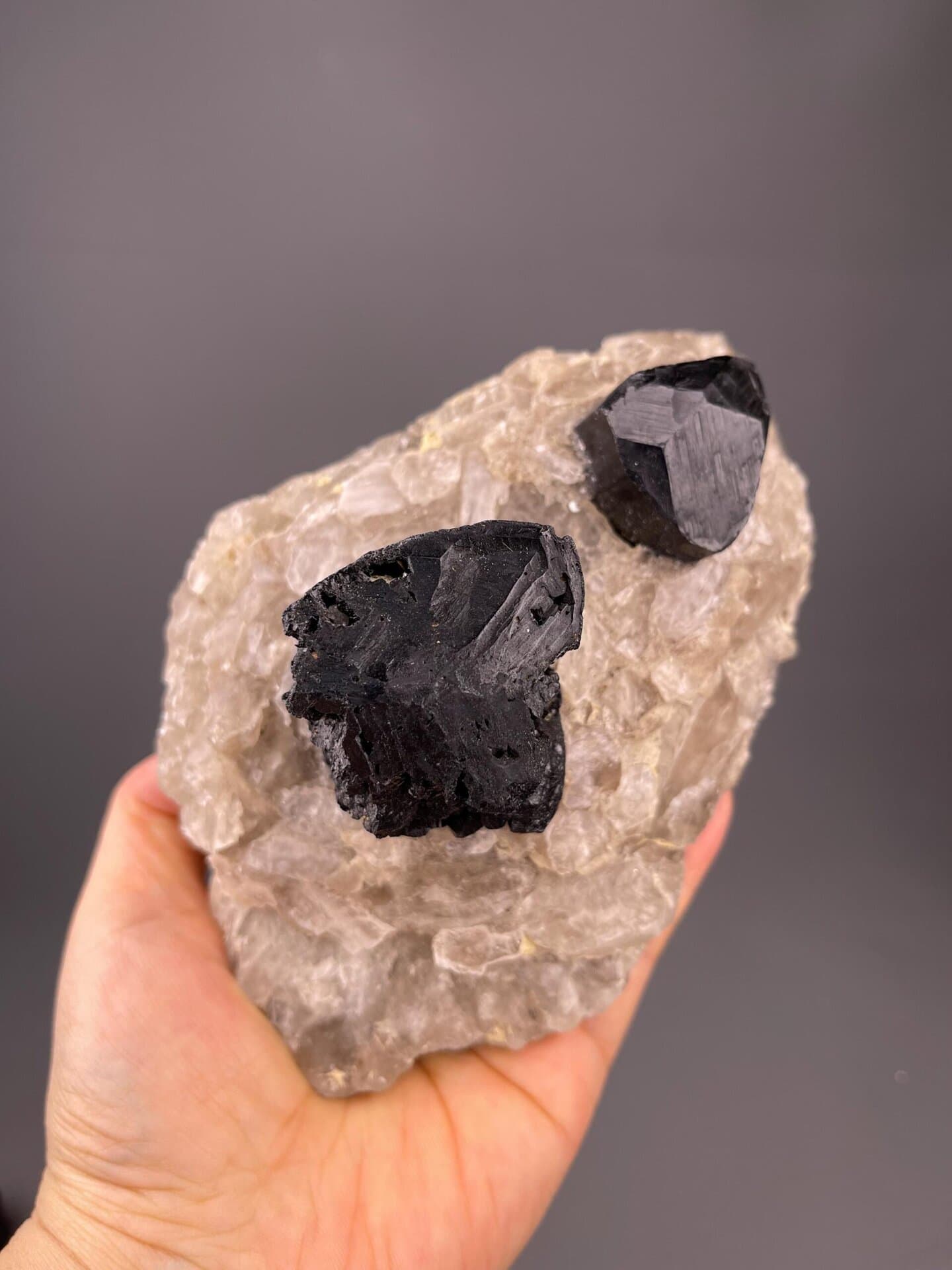 Black tourmaline specimen measuring 6.1×4.1×3.8 inches