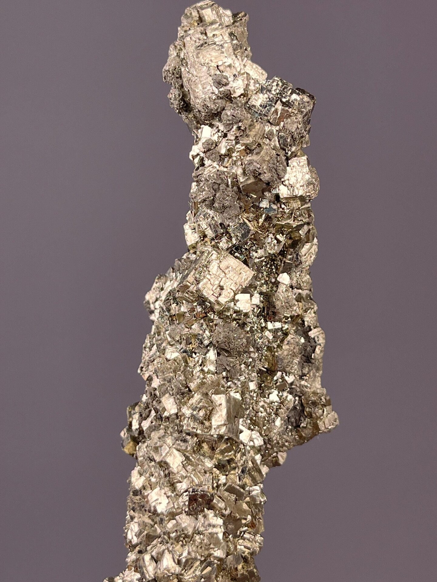Pyrite crystal column measuring 5.8×1.2×1.0 inches