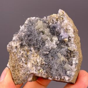 Boulangerite Mineral Specimen - Quartz, Calcite, Fluorite, Pyrite Features - Inner Mongolia Origin - Collectors' Piece