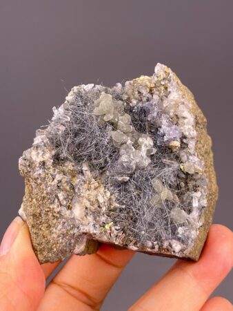 Boulangerite Mineral Specimen - Quartz, Calcite, Fluorite, Pyrite Features - Inner Mongolia Origin - Collectors' Piece