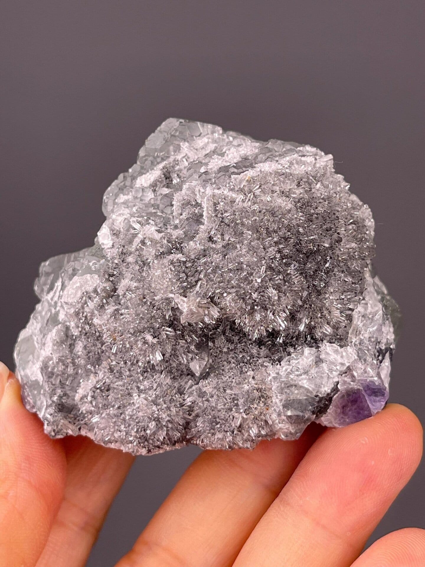 Green fluorite on quartz, 6.88 oz, vitreous luster