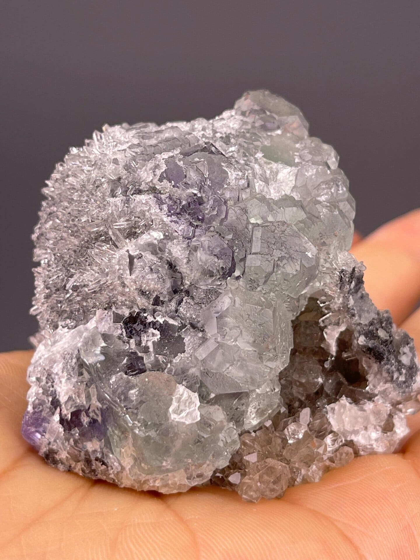 Spherical green fluorite aggregates with translucent interior