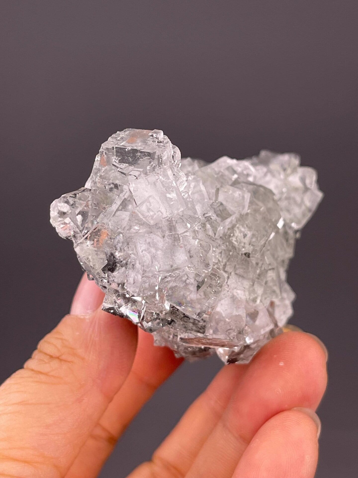 Fluorite cluster measuring 3.0×1.8×1.7 inches, 5.99 oz