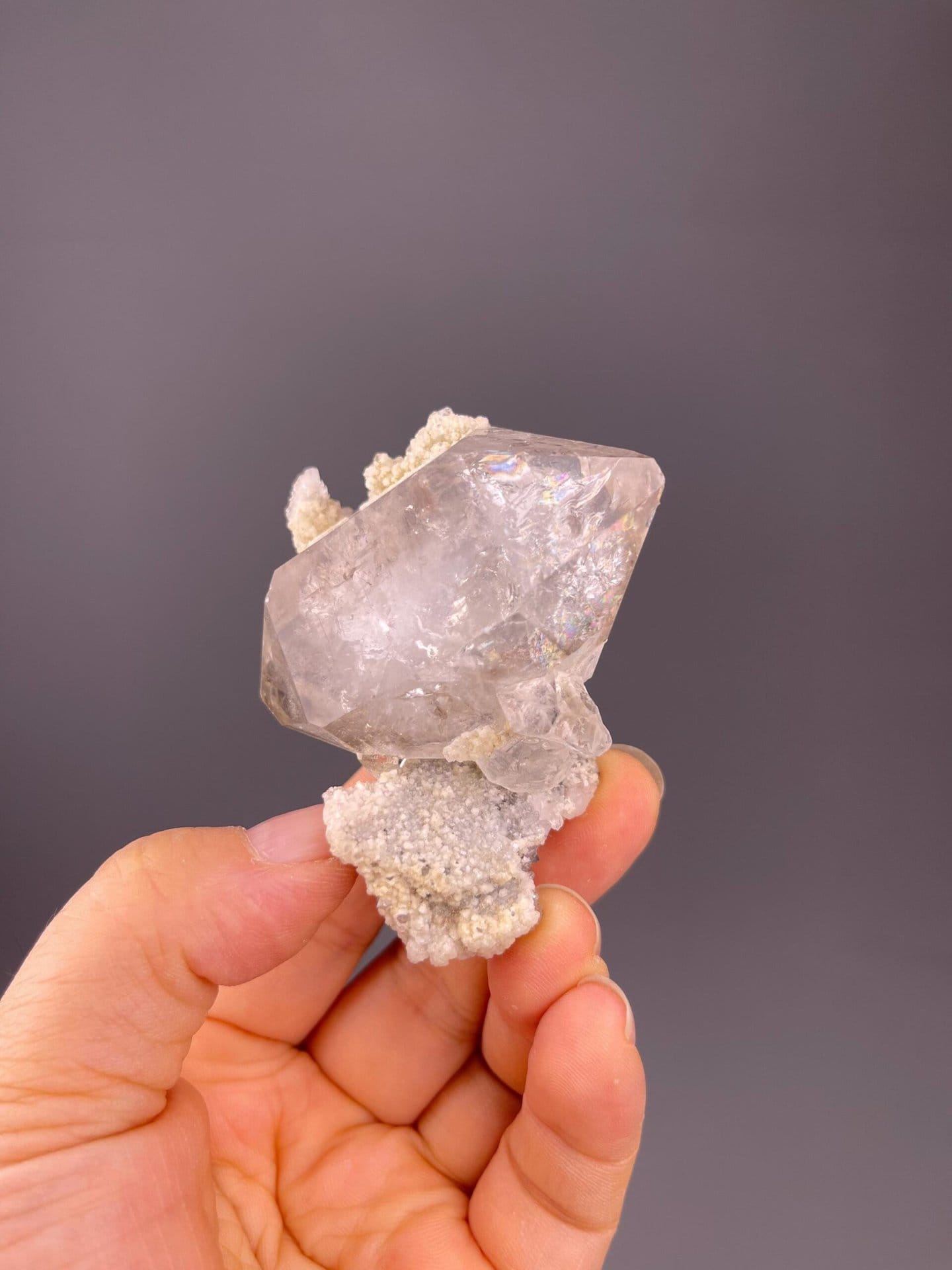 Elestial quartz specimen measuring 2.4×1.4×2.3 inches