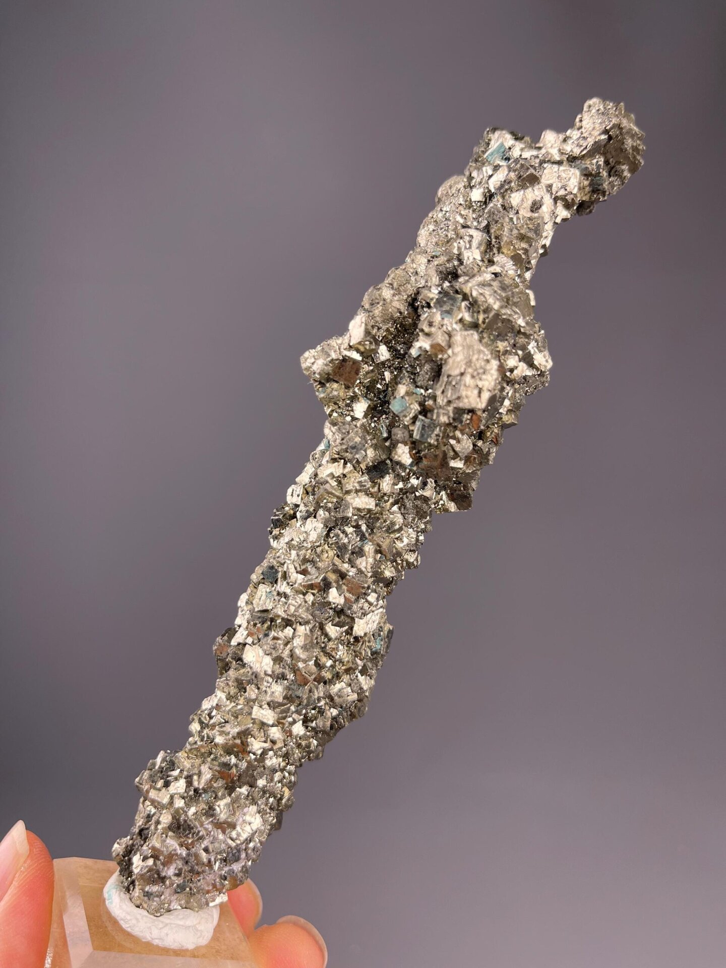 Iron sulfide crystal column from famous Navajún pyrite locality