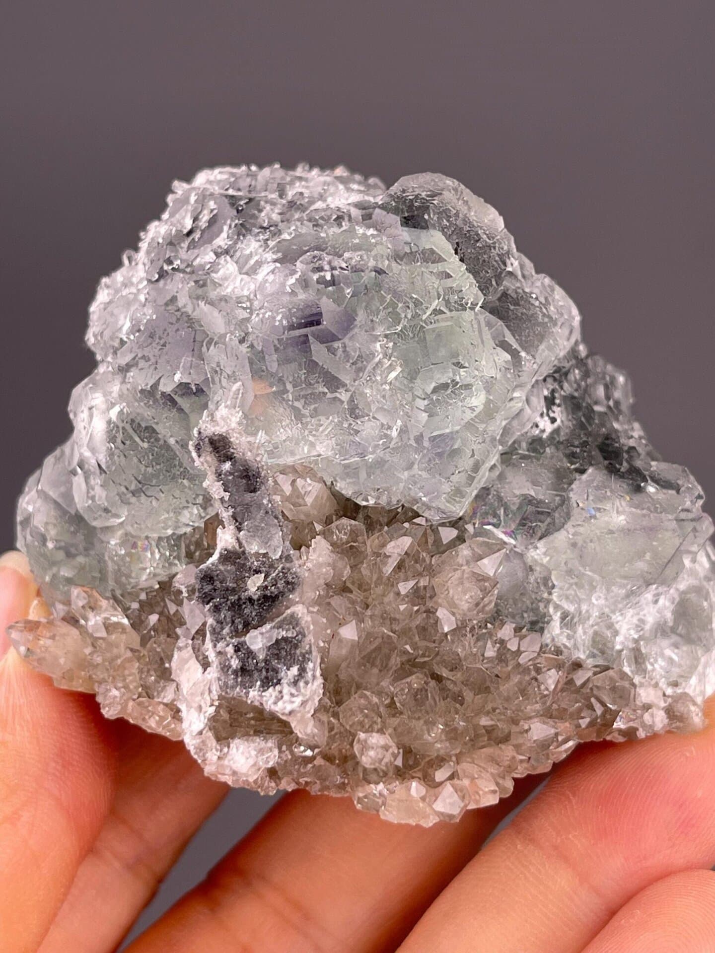 Collector green fluorite on quartz matrix, China origin