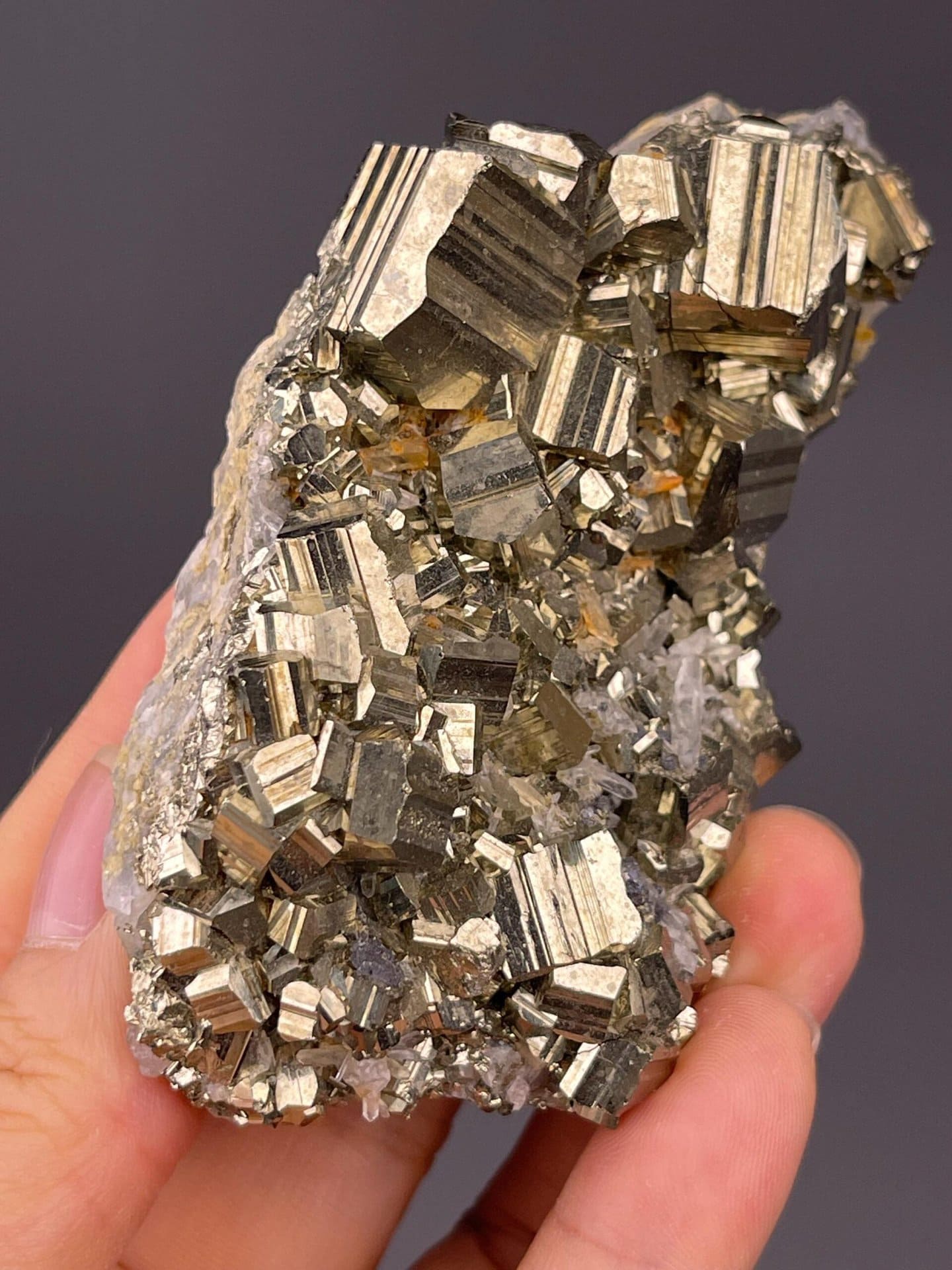 Cubic Pyrite Cluster – Mirror Faces – Navajún, La Rioja, Spain