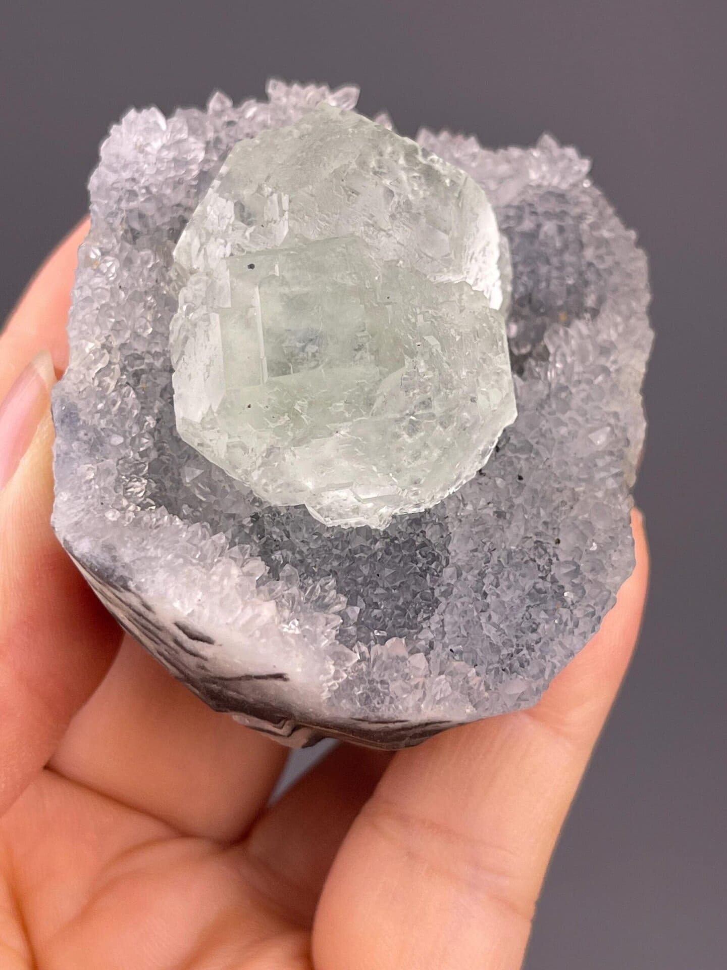 Detail of fluorite crystal faces showing transparency