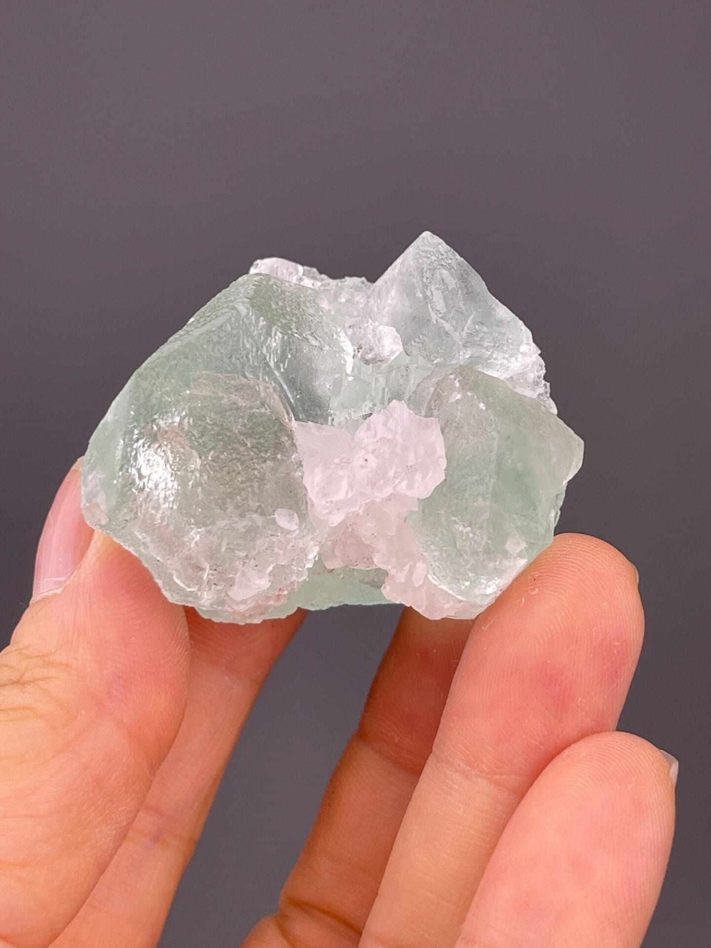 Detail of pale mint green fluorite surface