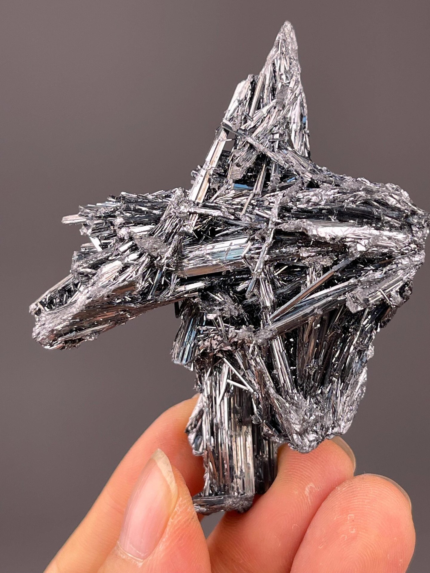 Dramatic acicular stibnite crystal cluster from Hunan, China