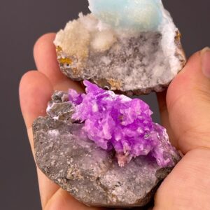 Exquisite Rhodochrosite and Hemimorphite Geode Pair - Rare Gemstone Beauty - Yunnan China - Perfect for Collectors