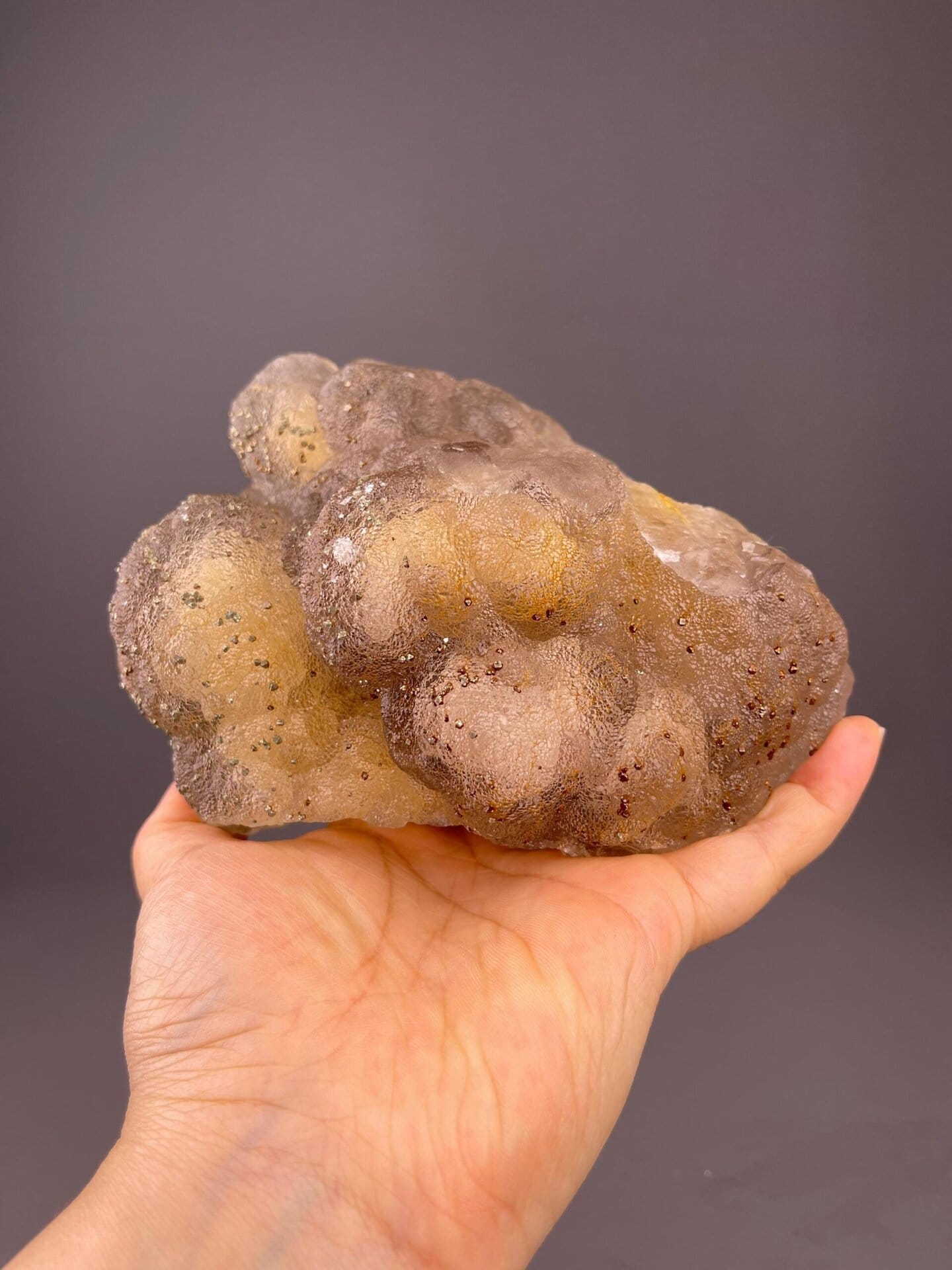Exceptional botryoidal yellow fluorite with pyrite crystals from Jiangxi, China