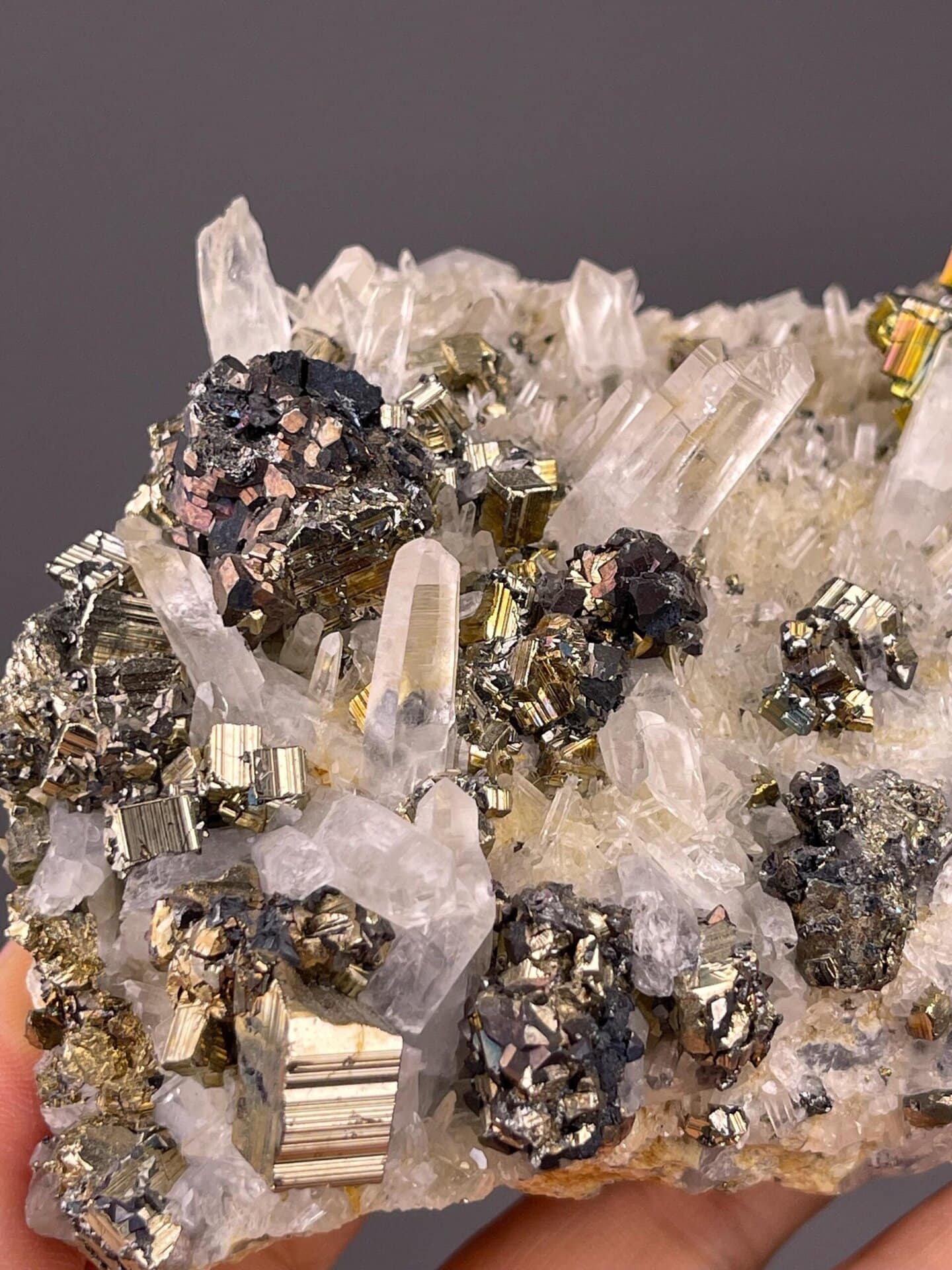 Back view of Spanish cubic pyrite cluster, Navajún
