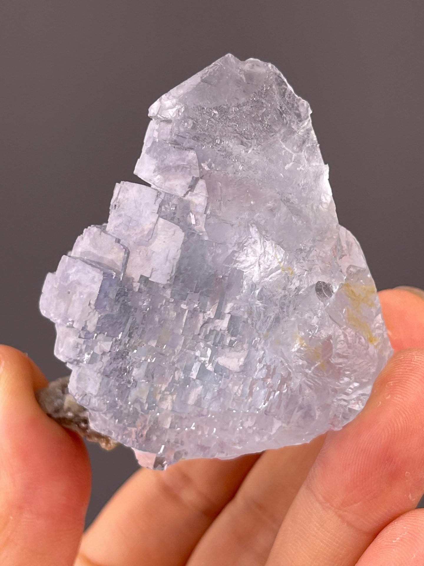 Detail of fluorite crystal surface and cubic habit