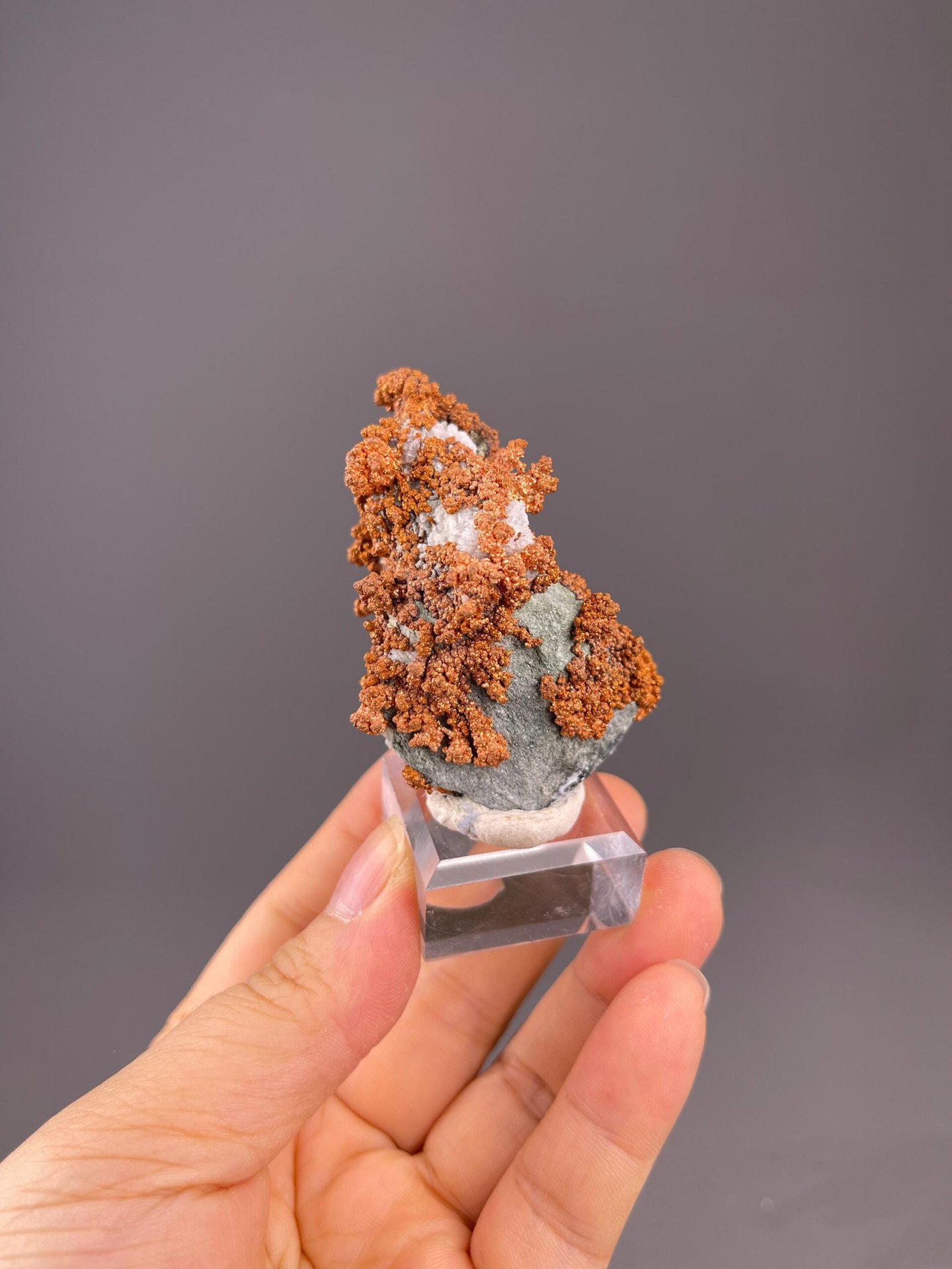 Close-up of native copper showing metallic luster