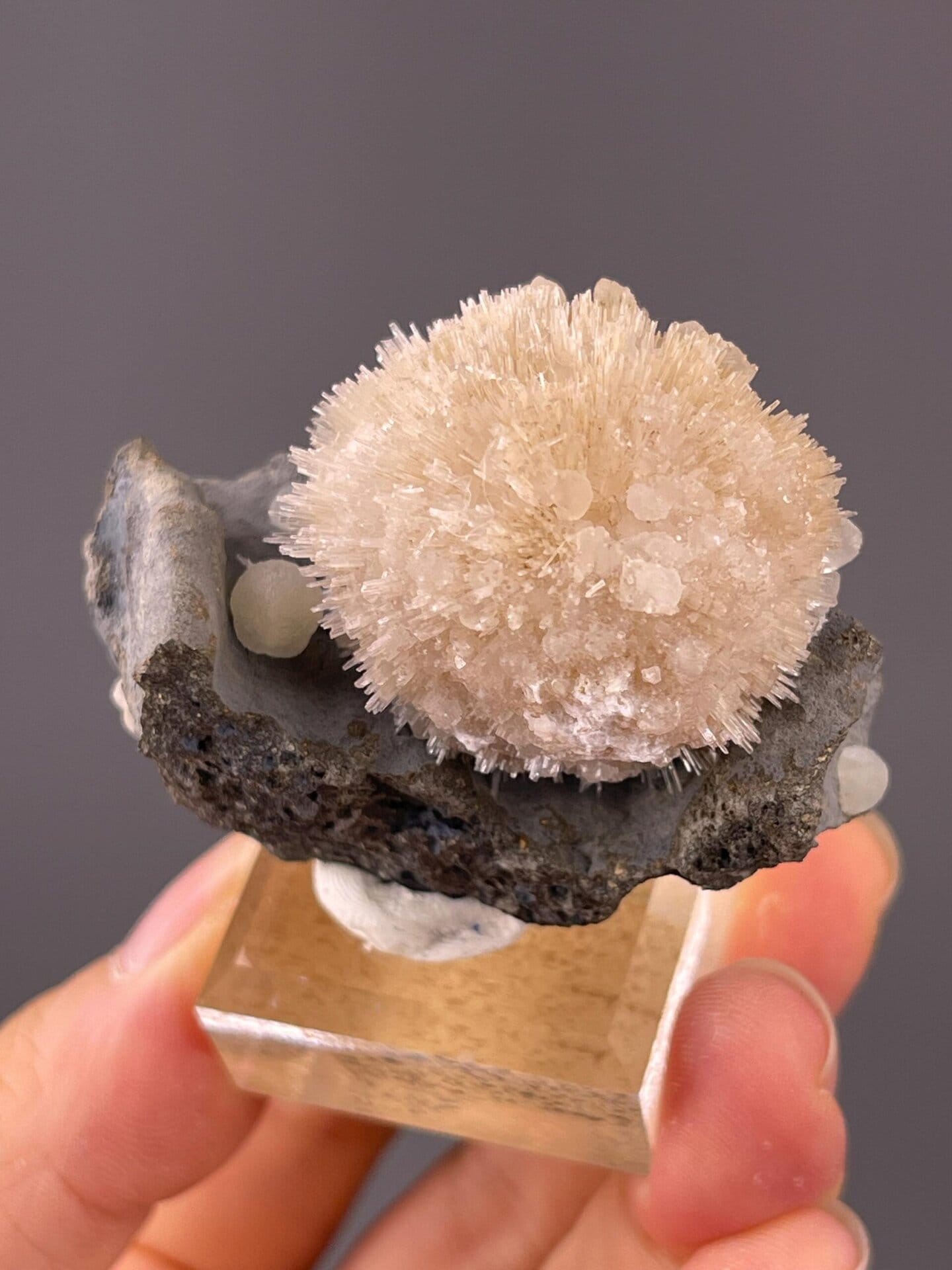 Detail of stilbite crystal spray and pearly sheen