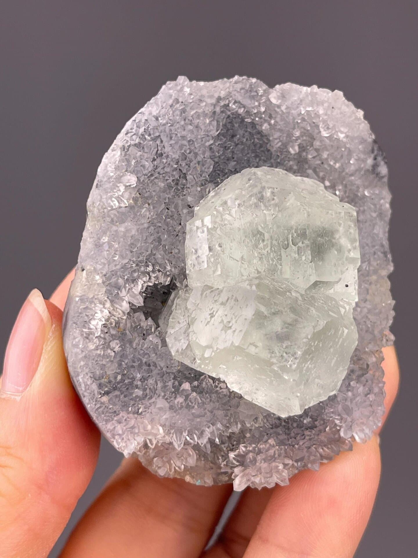 CaF₂ cubic fluorite, Mohs 4, green twinned, Fujian, 4.1 oz