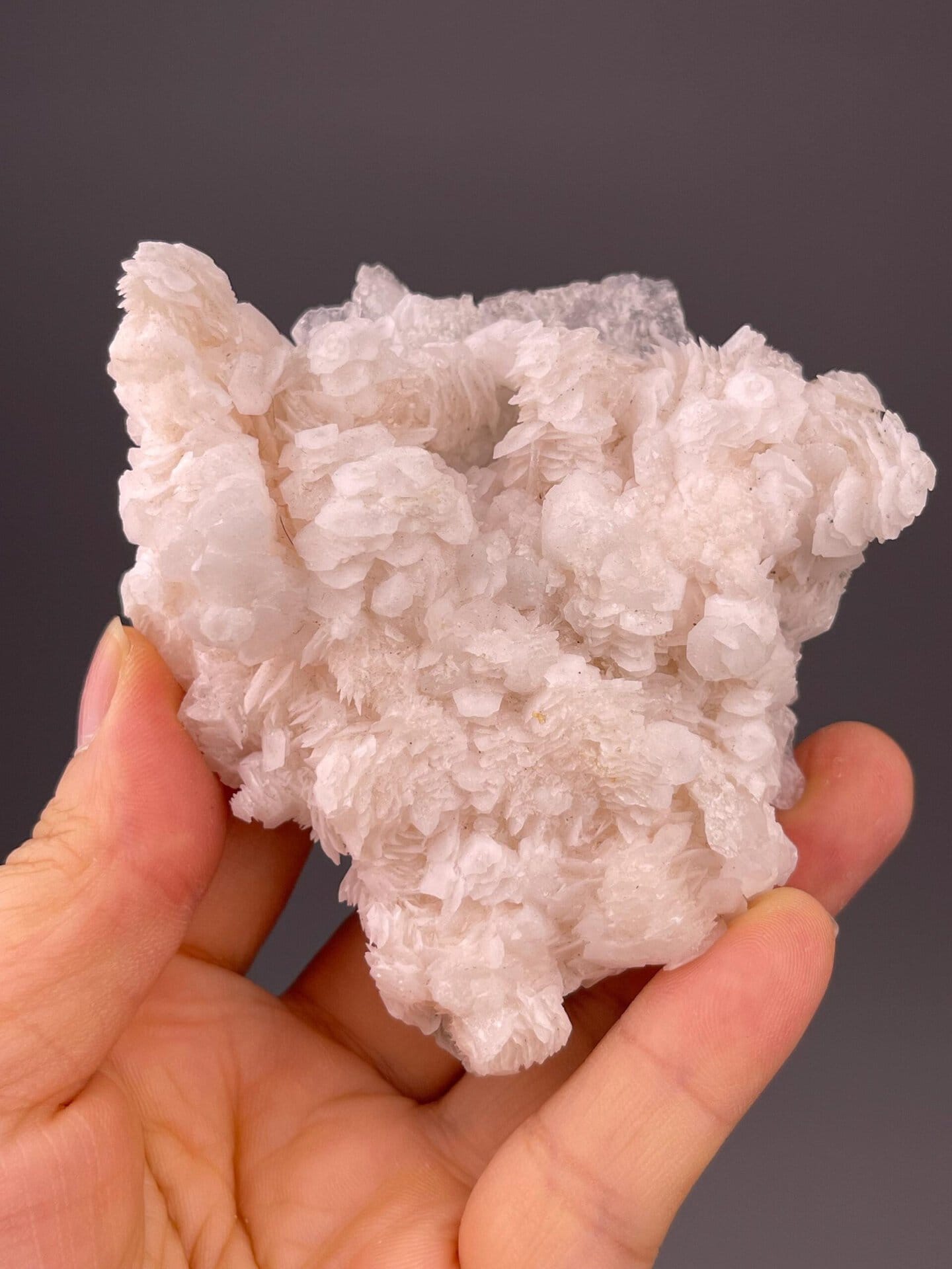 Pink fluorescent calcite flower crystal cluster from Yaogangxian Mine, Hunan