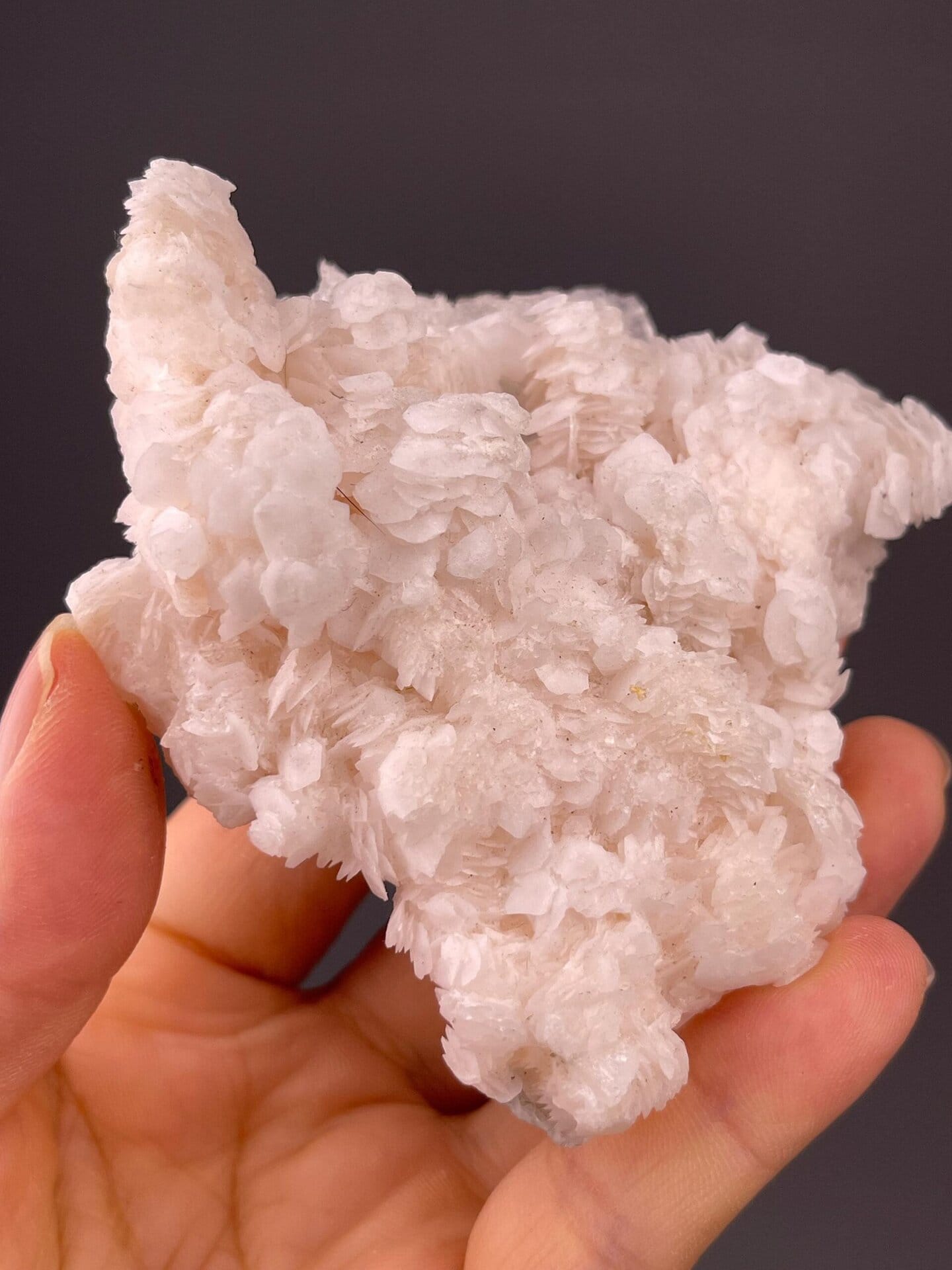 Close-up of pink calcite showing vitreous luster
