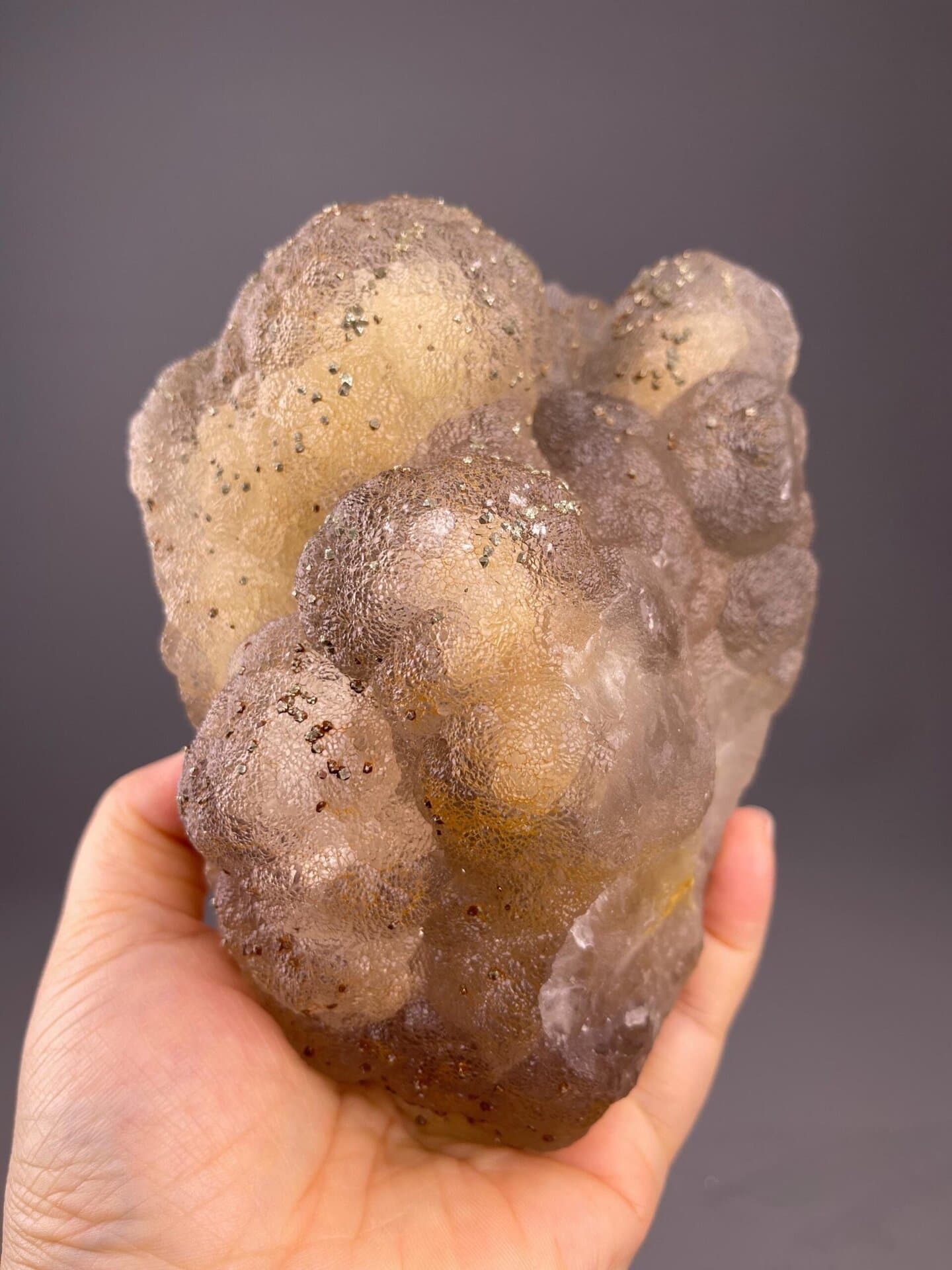 CaF₂ cubic fluorite, Mohs 4, botryoidal yellow, Jiangxi, 52.4 oz