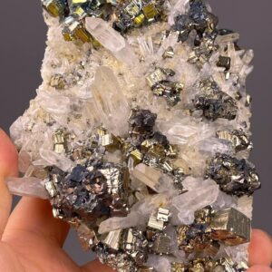 Spanish Pyrite Cluster - Golden Cubic Form - Quartz Crystals - Raw Mineral Specimen from Spain - Collector's Choice