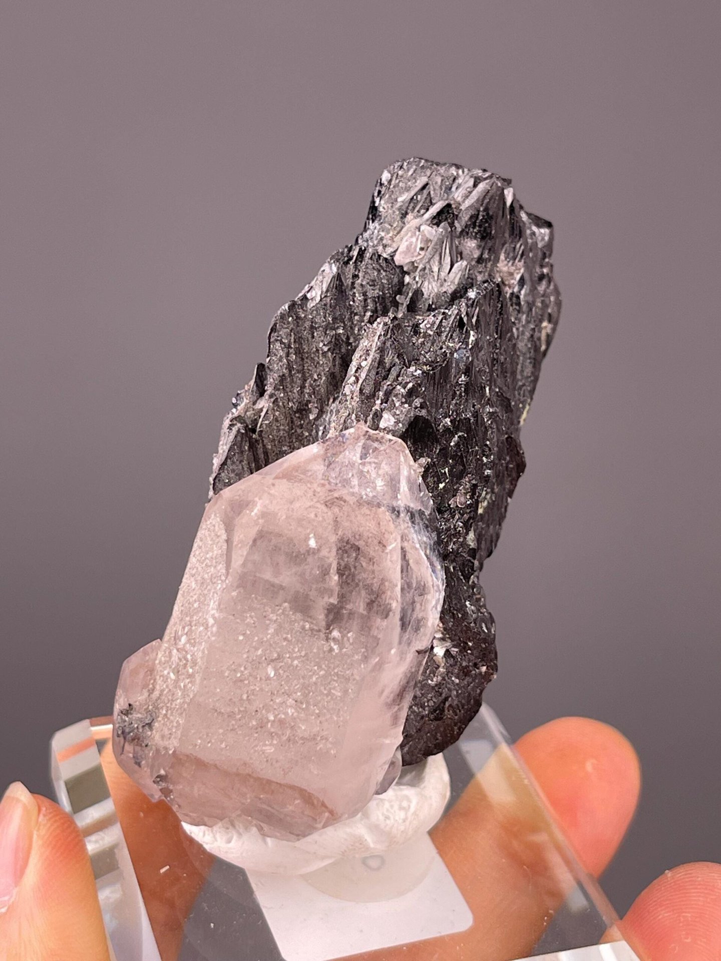 Close-up of cassiterite crystals showing adamantine luster