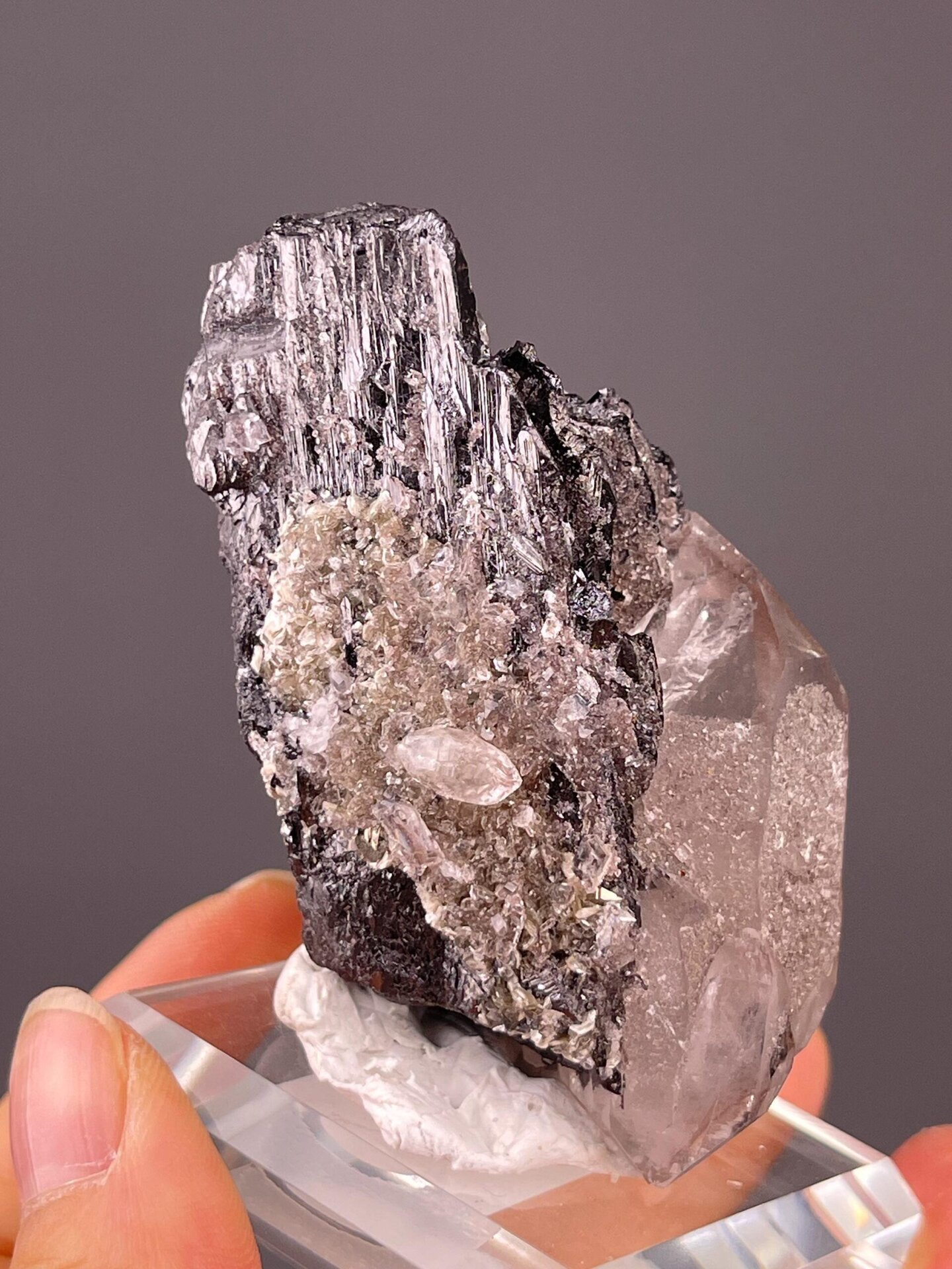 SnO₂ tetragonal cassiterite on SiO₂ quartz, Yaogangxian, 165 g (5.8 oz)
