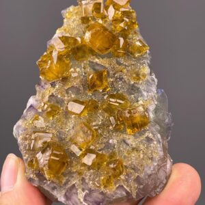 Golden Yellow Fluorite Cluster Specimen - Large Crystal with Baryte - Jiangxi, China - Collector's Gem