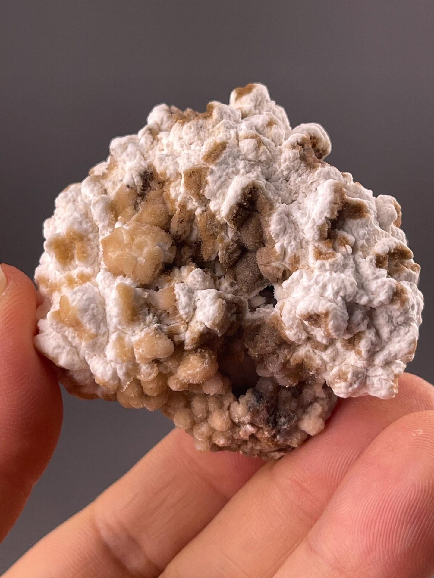 Scale view of 1.97x1.85x1.26 in gypsum cluster