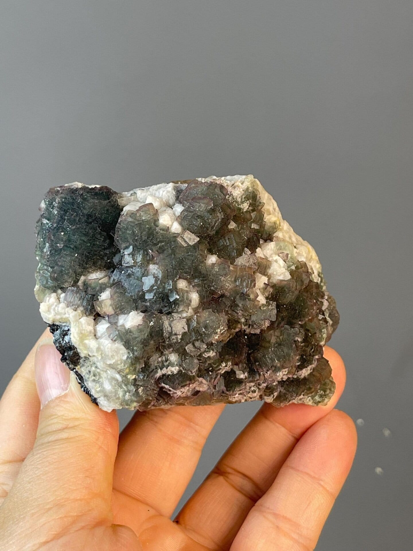 Green fluorite cluster with purple edge trim, Inner Mongolia