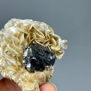 Xuebaoding Feather Mica and Black Tin Specimen - Rare Mineral from China - Unique Collector's Piece