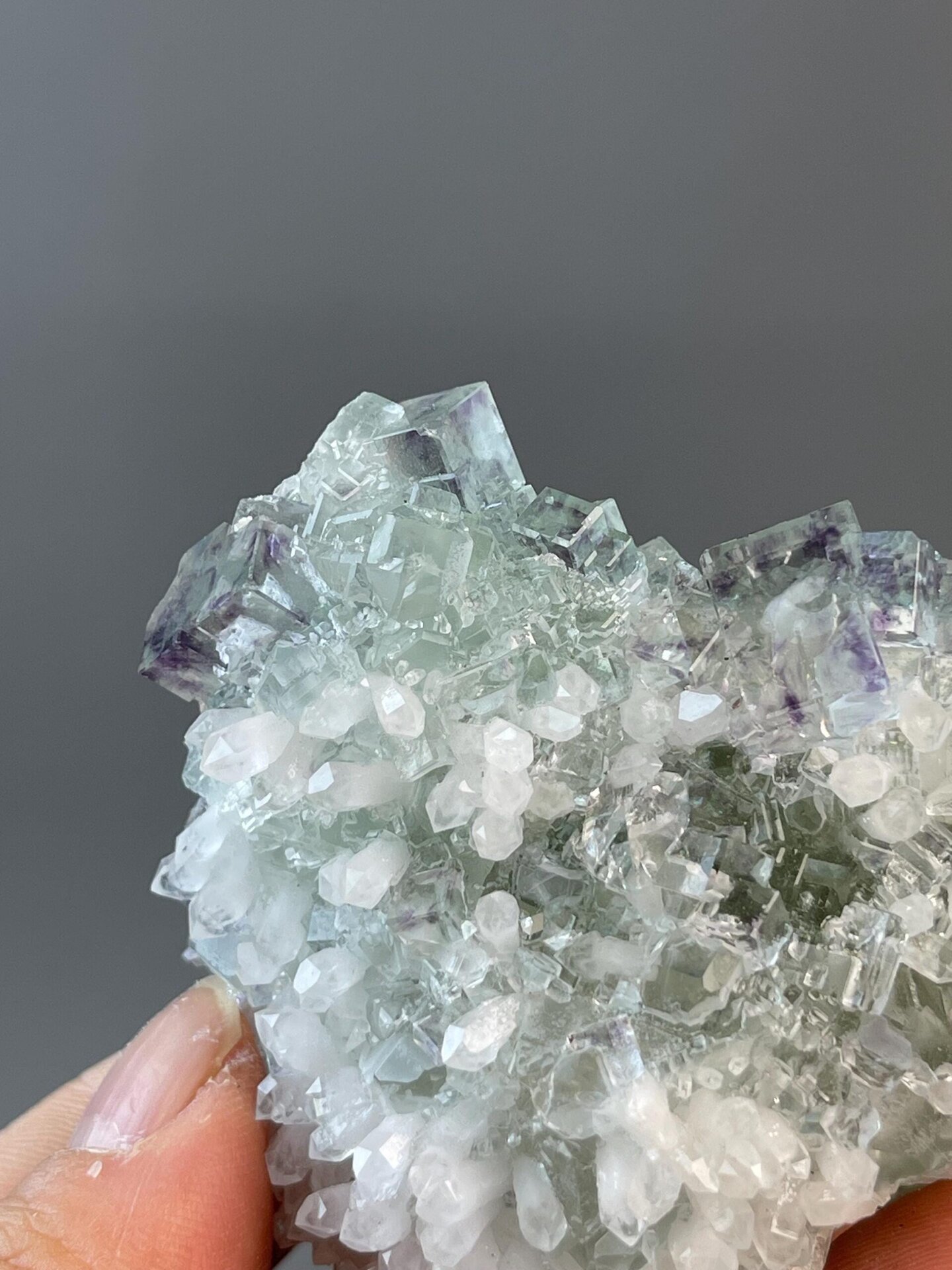 Alternating green and purple cubic fluorite crystals, Zhejiang