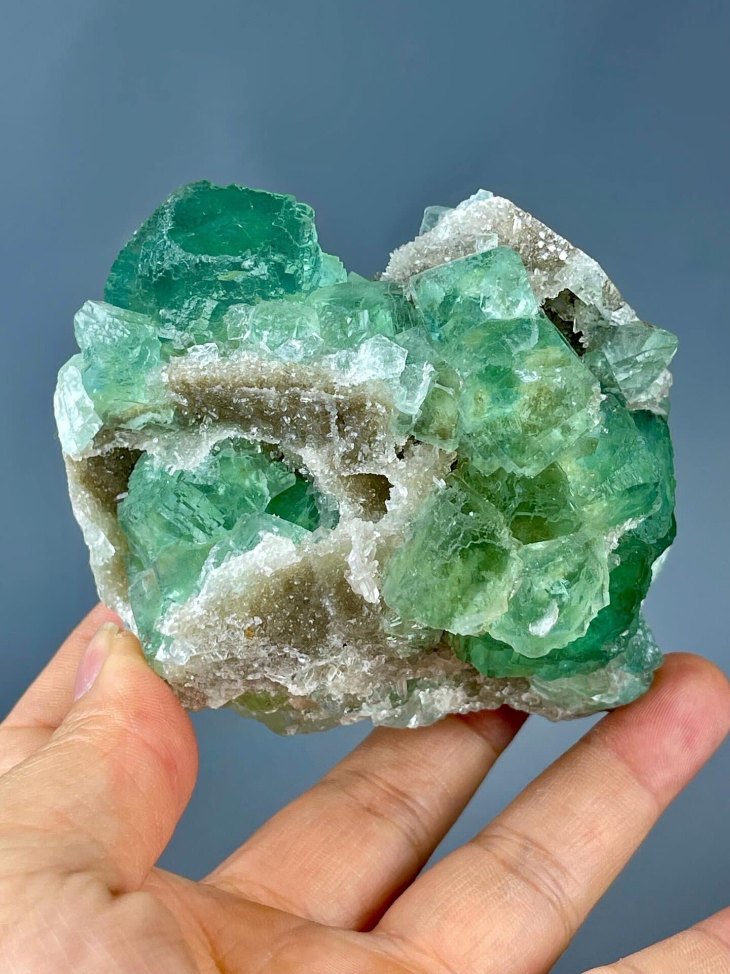 Fluorite CaF2 isometric apple-green from Xianghuapu Mine