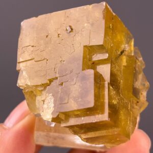 Yellow Fluorite Twin Crystal - Unique Dissolved Face - Beijing Origin - Rare Collectible Mineral