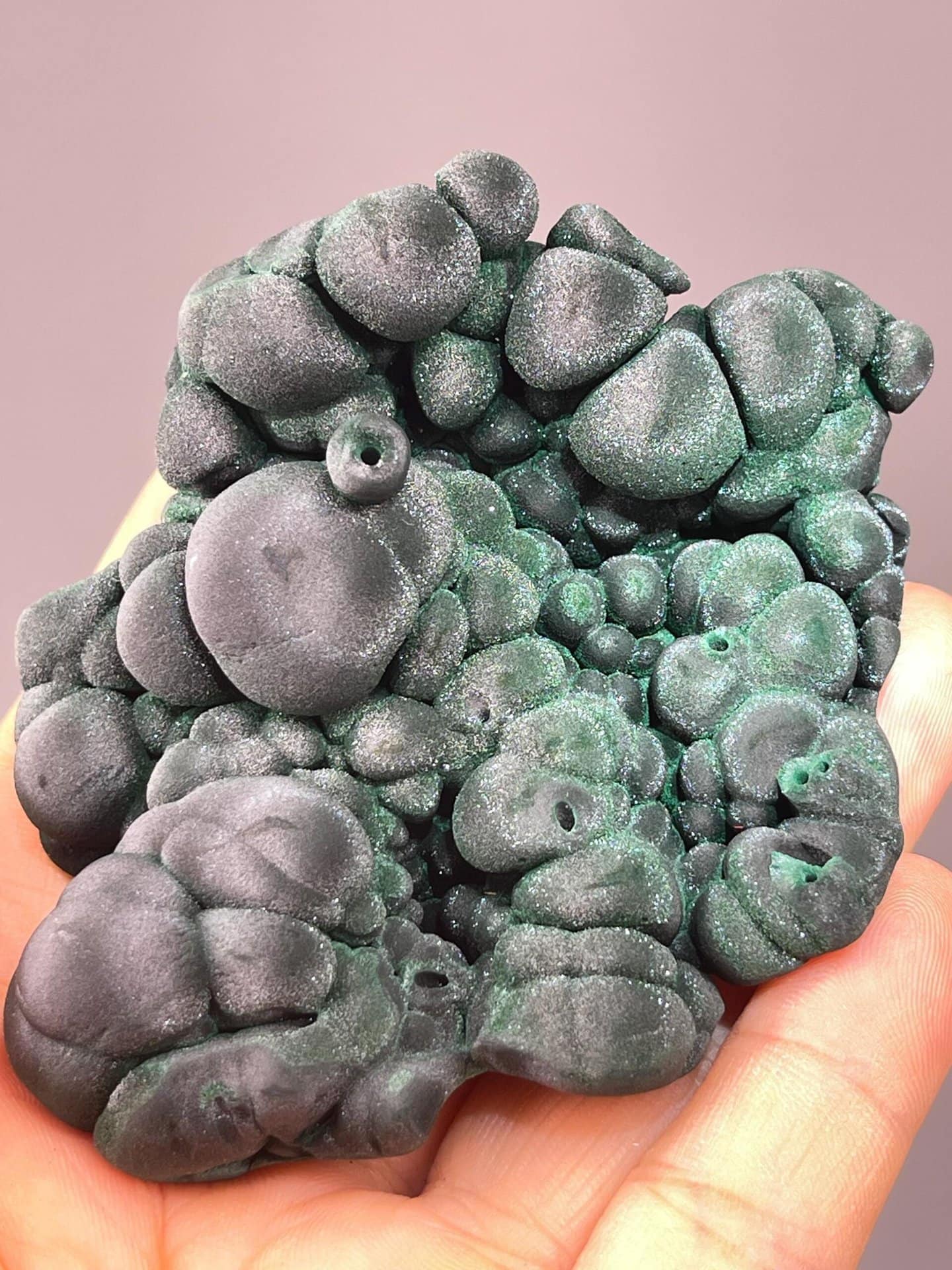 Top view of botryoidal malachite from Yangchun, China