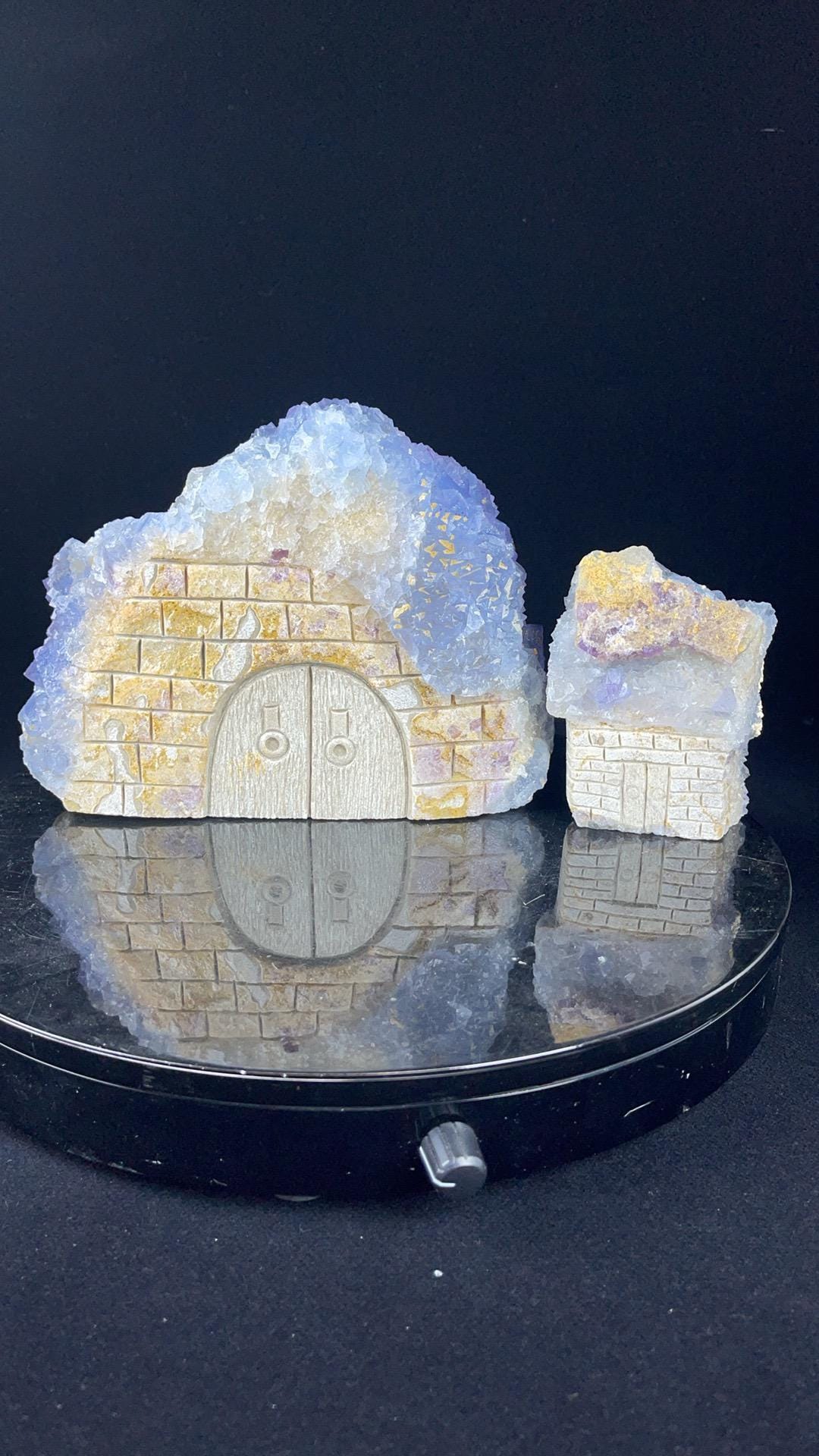 Calcite house set displaying polished vitreous surface