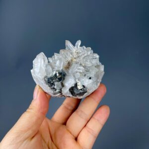 Natural YGX Crystal and Pyrite Geode - Shimmering Pillar Formation - Earthly Marvel - Decorative Mineral Gem