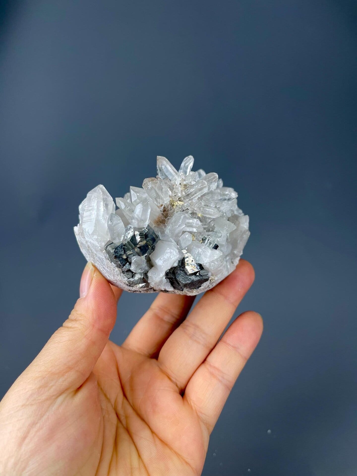 Crystal and pyrite geode from Yaogangxian Mine, China
