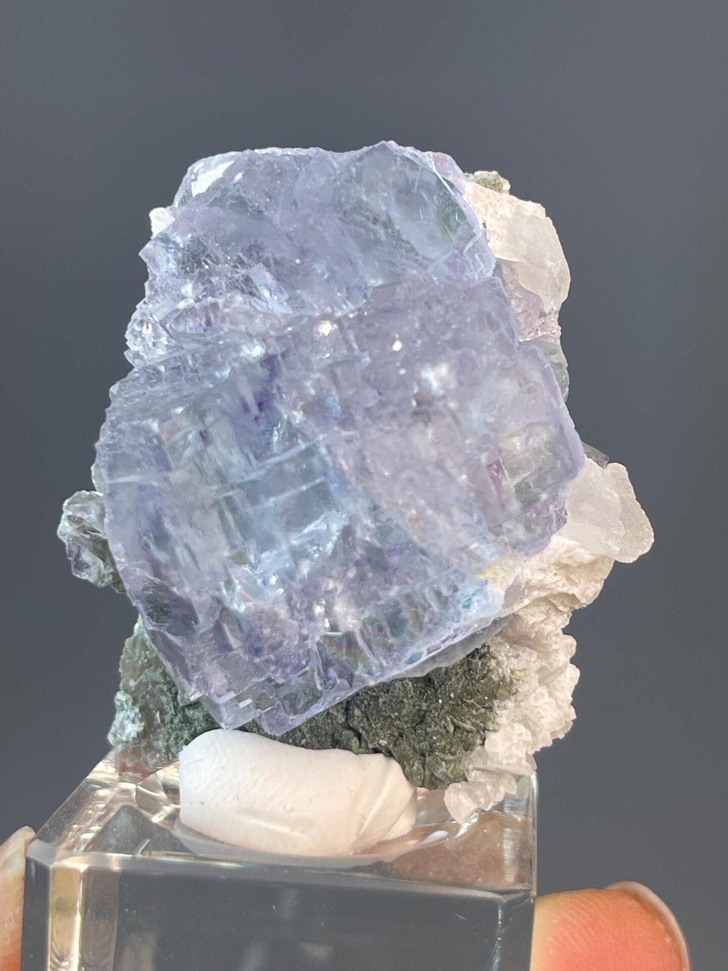 Interior phantom layers of blue and purple in clear fluorite