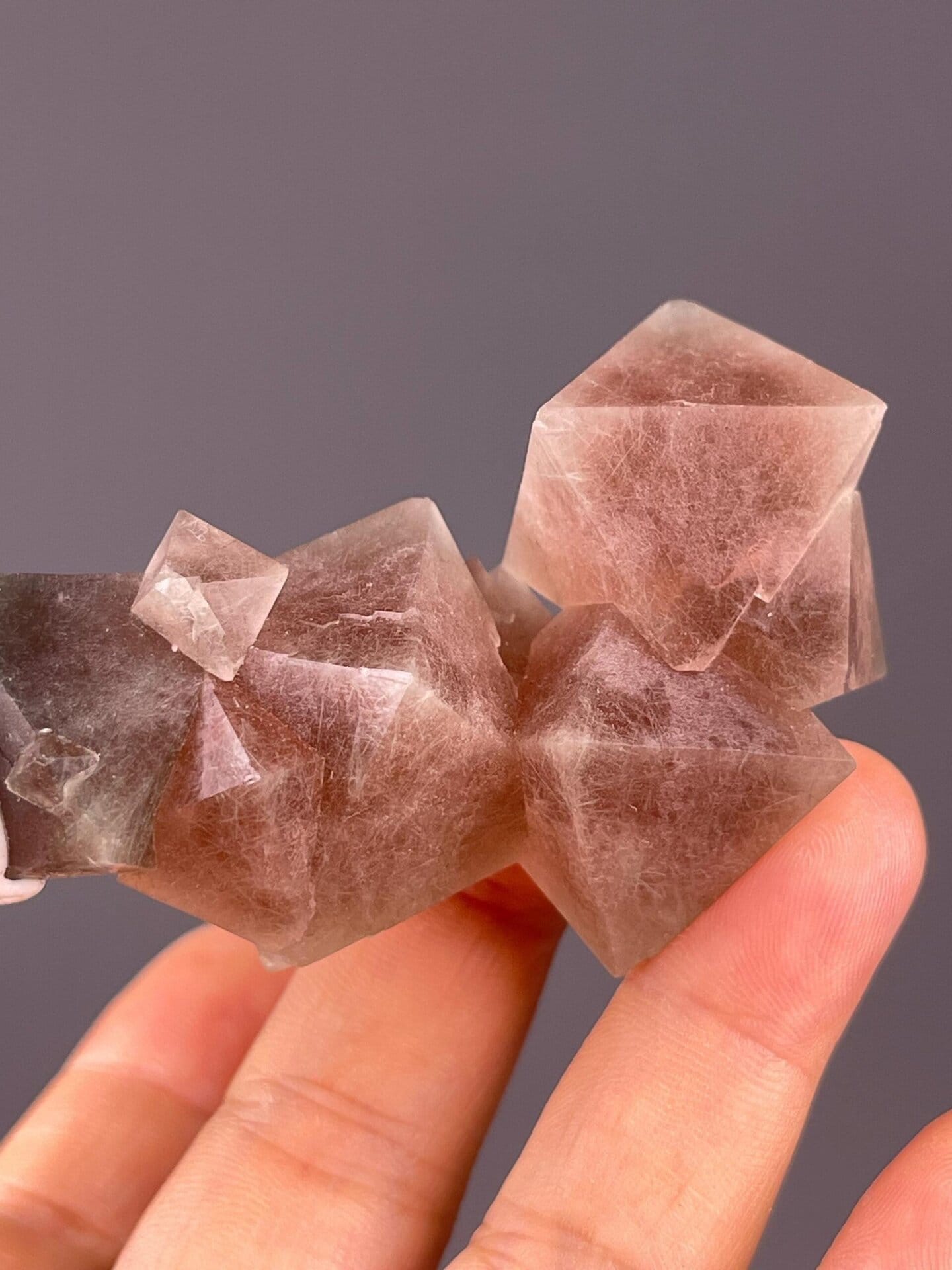 Top view of red octahedral fluorite, Inner Mongolia, China