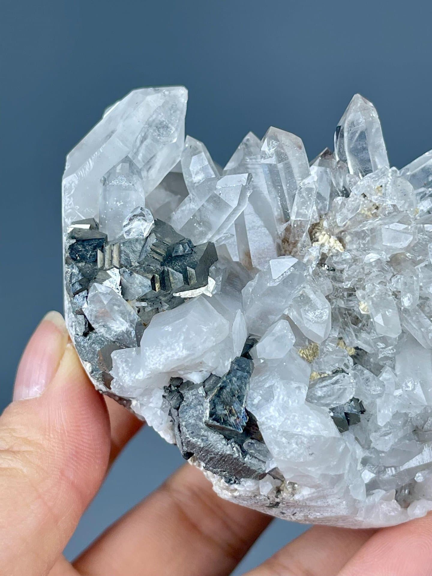 Top view of crystal pyrite geode, Yaogangxian Mine