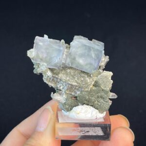 Fluorite Crystal - Double Cubic Formation - Striking Blue and Purple - Hunan Origin - Perfect for Collectors
