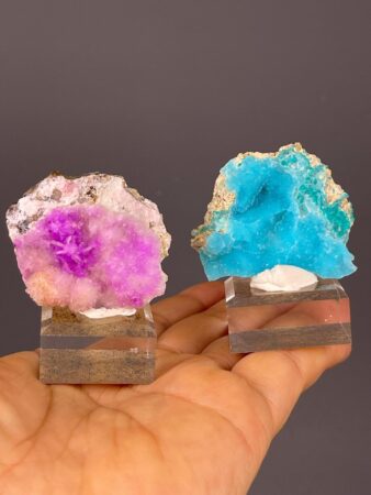 Cobaltoan Calcite and Hemimorphite Crystal Pair - Unique Rare Specimen - Yunnan, China - Collector's Treasure