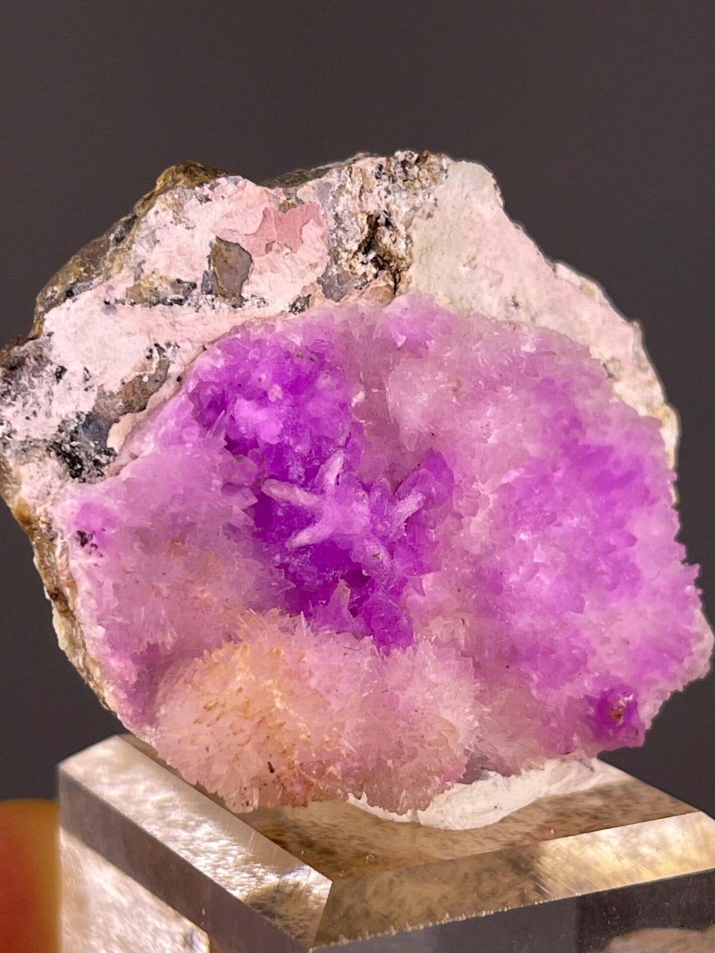 Rare cobaltoan calcite hemimorphite displaying vitreous luster