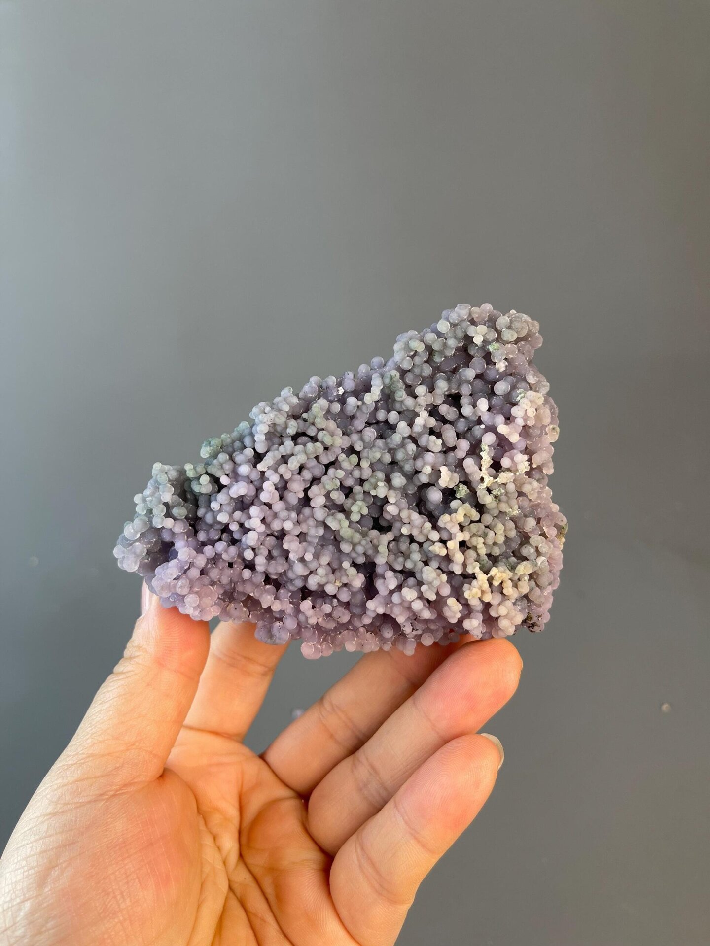 Grape agate botryoidal cluster with waxy silky luster